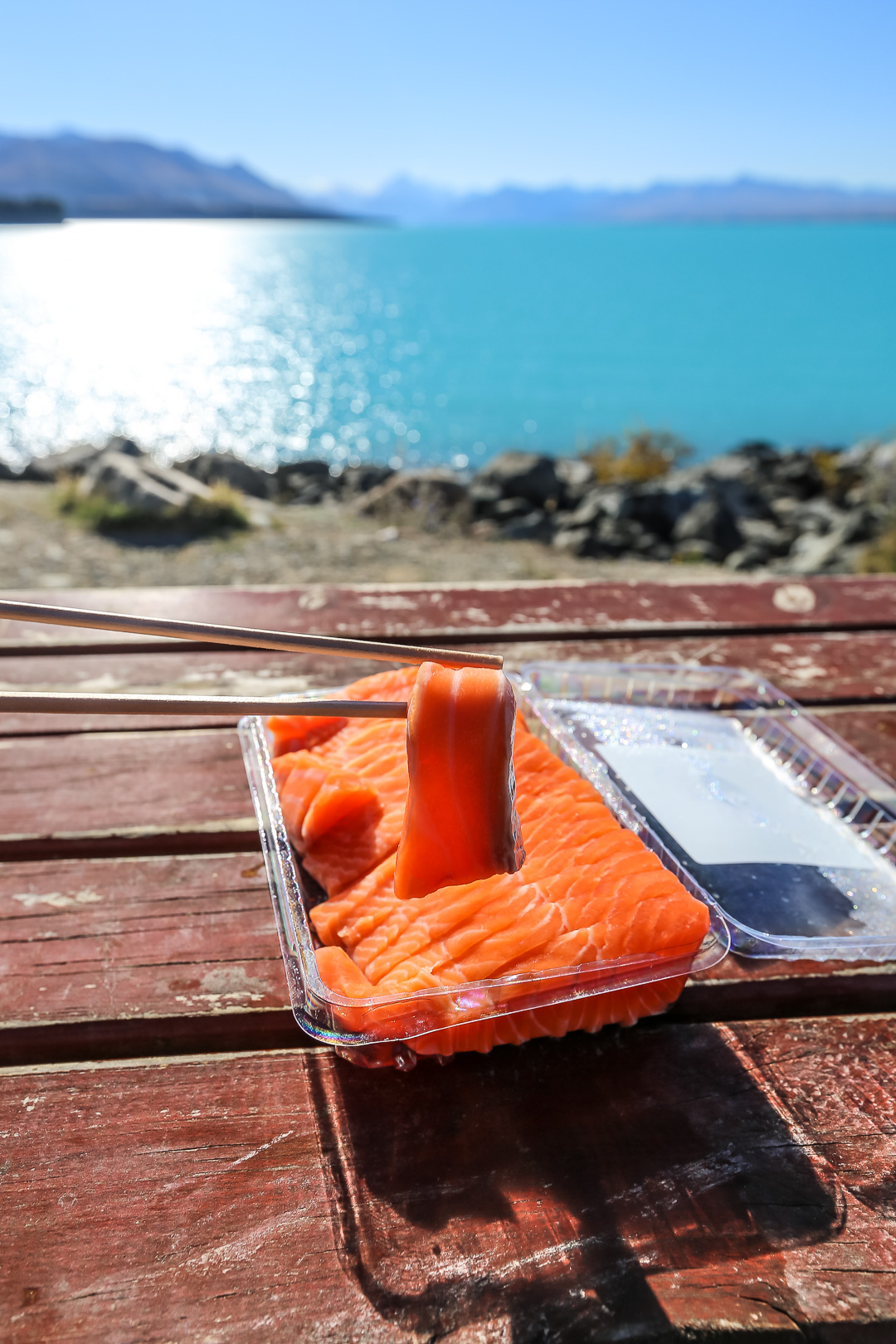 Pukaki湖畔三文鱼农场